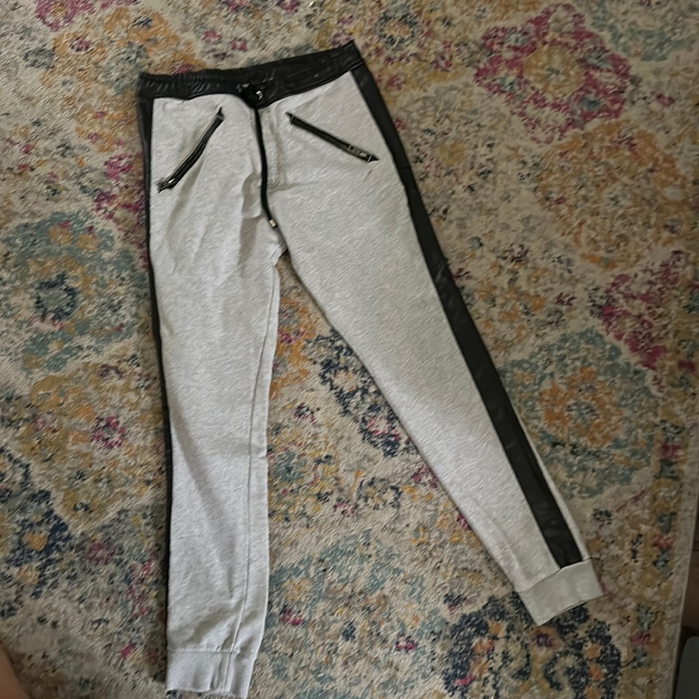 Cavalli grey/black faux leather sweats Size M